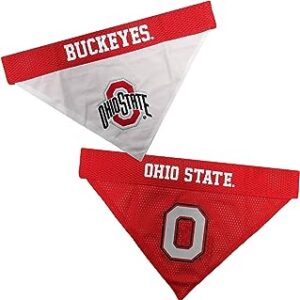 Pets First Collegiate Pet Accessories, Reversible Bandana, Ohio State Buckeyes, Small/Medium,Red/White