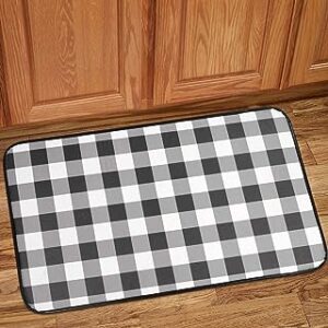 Sweet Home Collection ACH-ANTFMBBK Memory Foam Anti Fatigue Kitchen Floor Mat Rug, 30" x 18", Buffalo Check Black/White