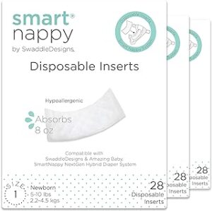 SmartNappy Disposable Inserts for by Amazing Baby Hybrid Diaper Cover, Extra Absorbent, No Plastic Liner, Size 1, 5-10 lbs, 84 Count